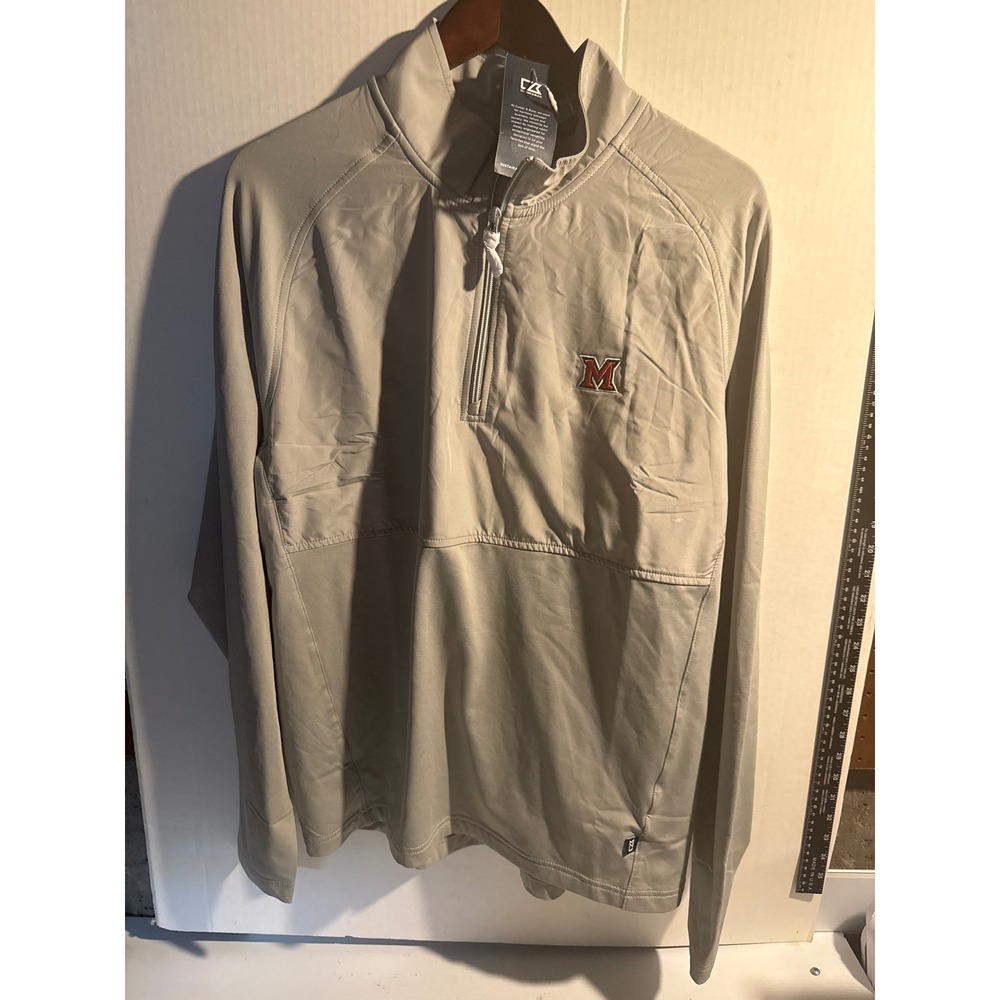 Cutter & Buck Mens Gray Quarter Zip Pullover Miami ohio  University Logo LG NWT